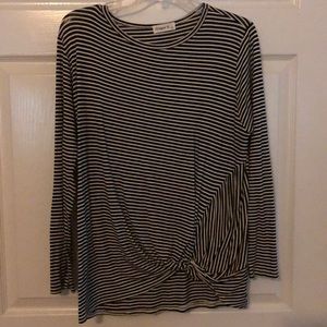 Black and White stripped knotted top